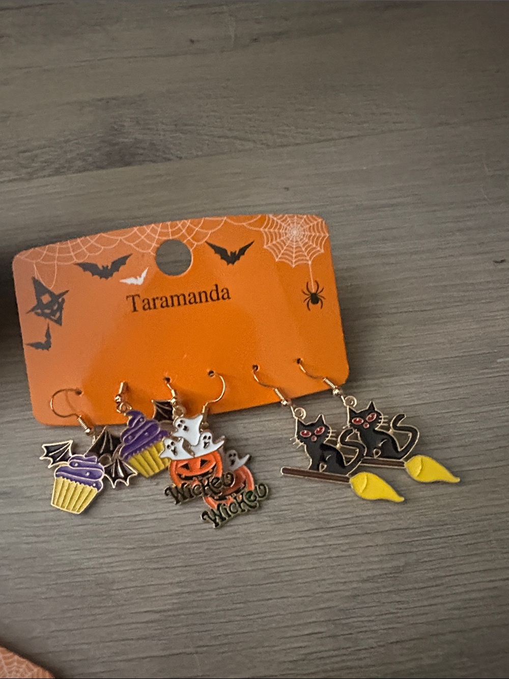 Halloween Cat & Pumpkin Earrings - Orange, Black, Purple